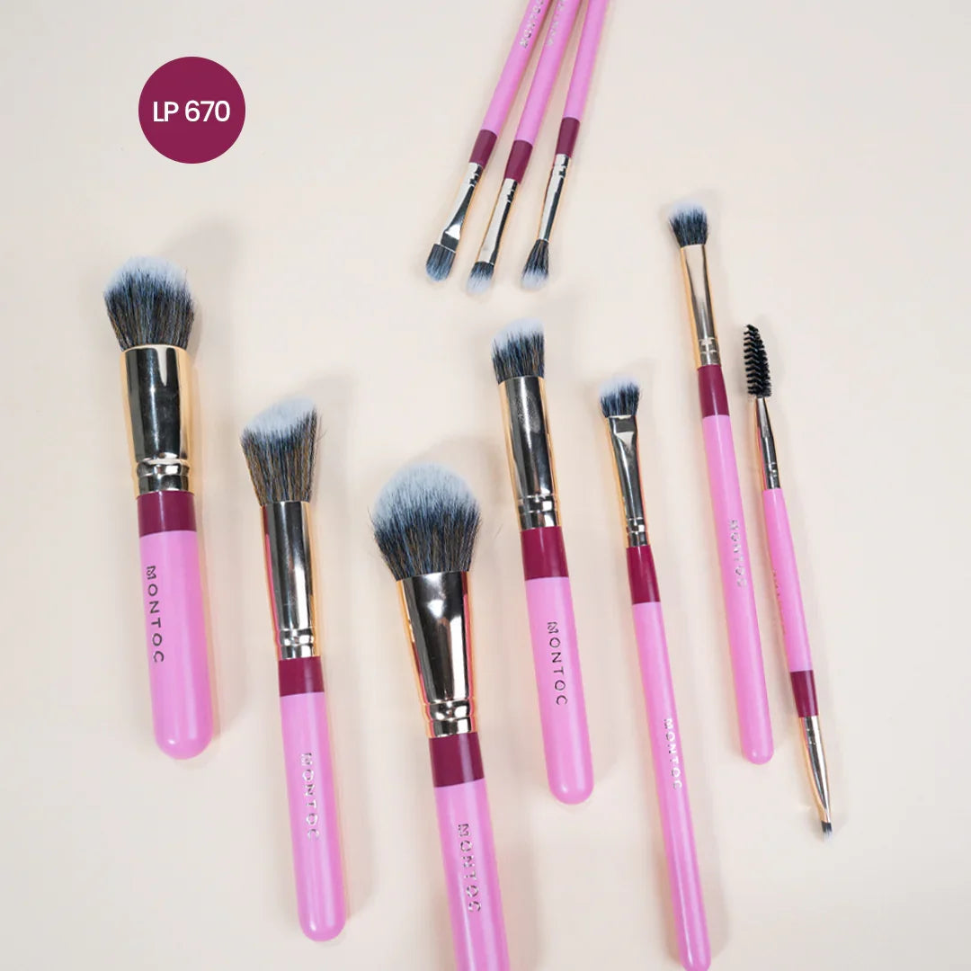 Kit de brochas Fluffy X10 LP675 - Brochas de maquillaje para rostro y ojos