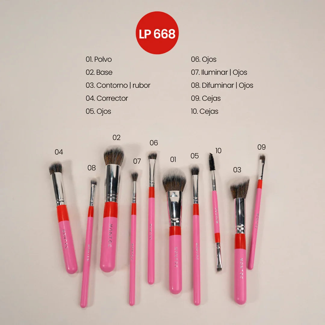 Kit de brochas Fluffy X10 LP674 - Brochas de maquillaje para rostro y ojos