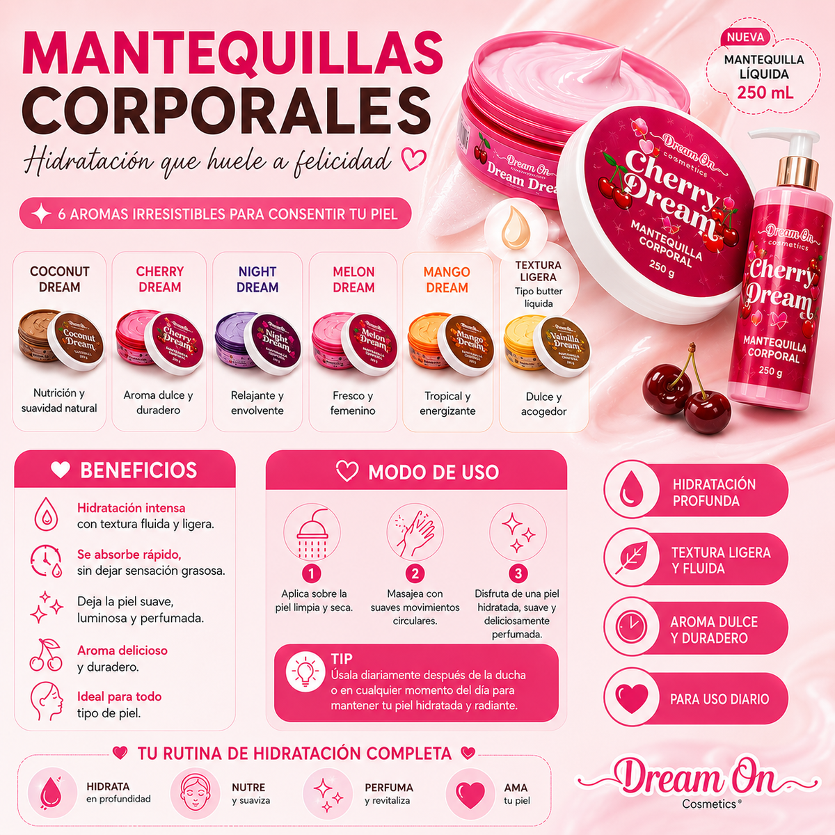 Mantequilla Corporal Hidratante Dream On Cosmetics 250mL - Coconut Dream DRM38
