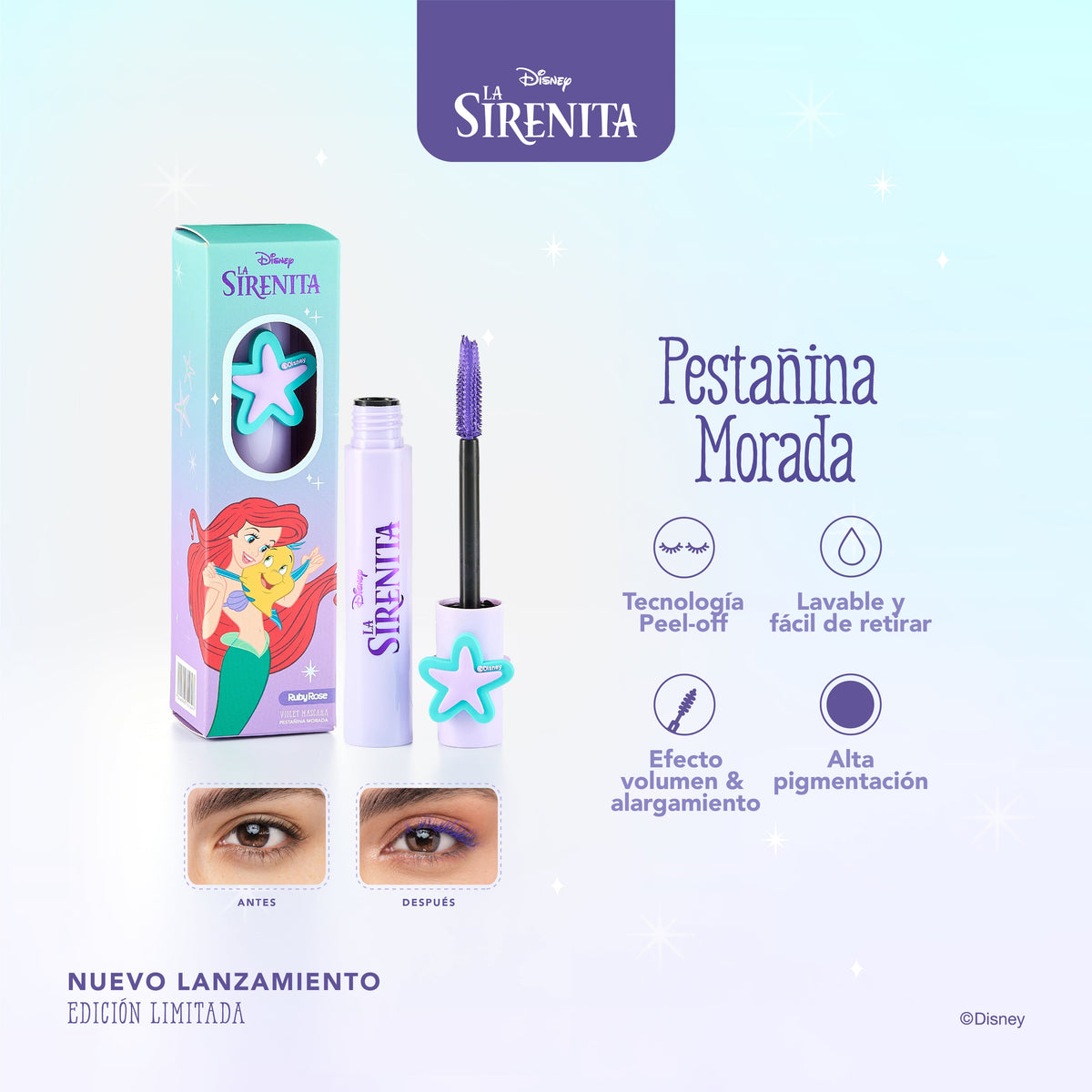 PESTAÑINA PEEL OFF MORADA LA SIRENITA