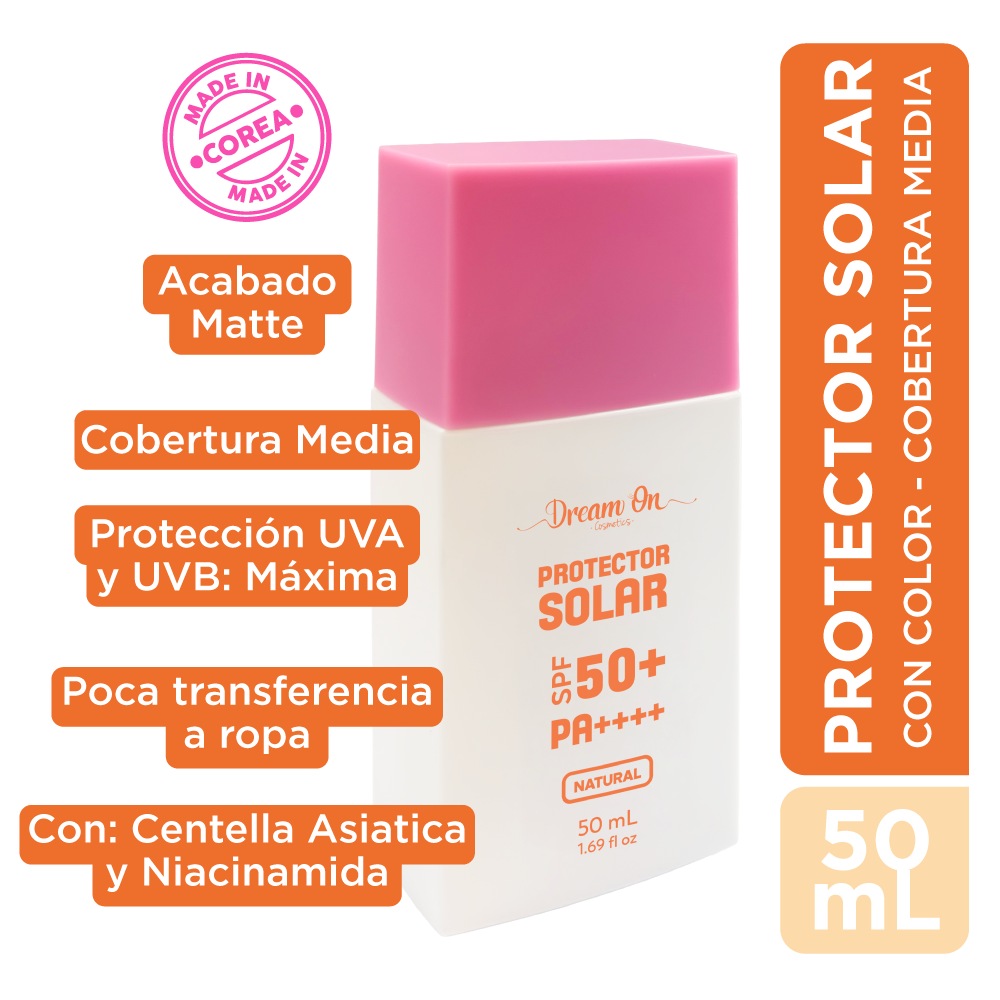 Protector Solar Matte SPF 50+ PA++++ Con Color Dream On Cosmetics Hecho en Corea DRM68